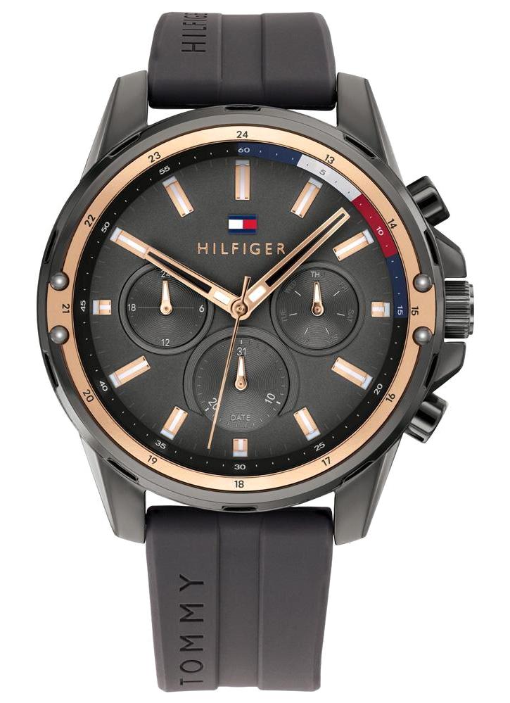 Tommy Hilfiger TH1791792 Takvimli 45 mm Antrasit Silikon Kordon Analog Erkek Kol Saati