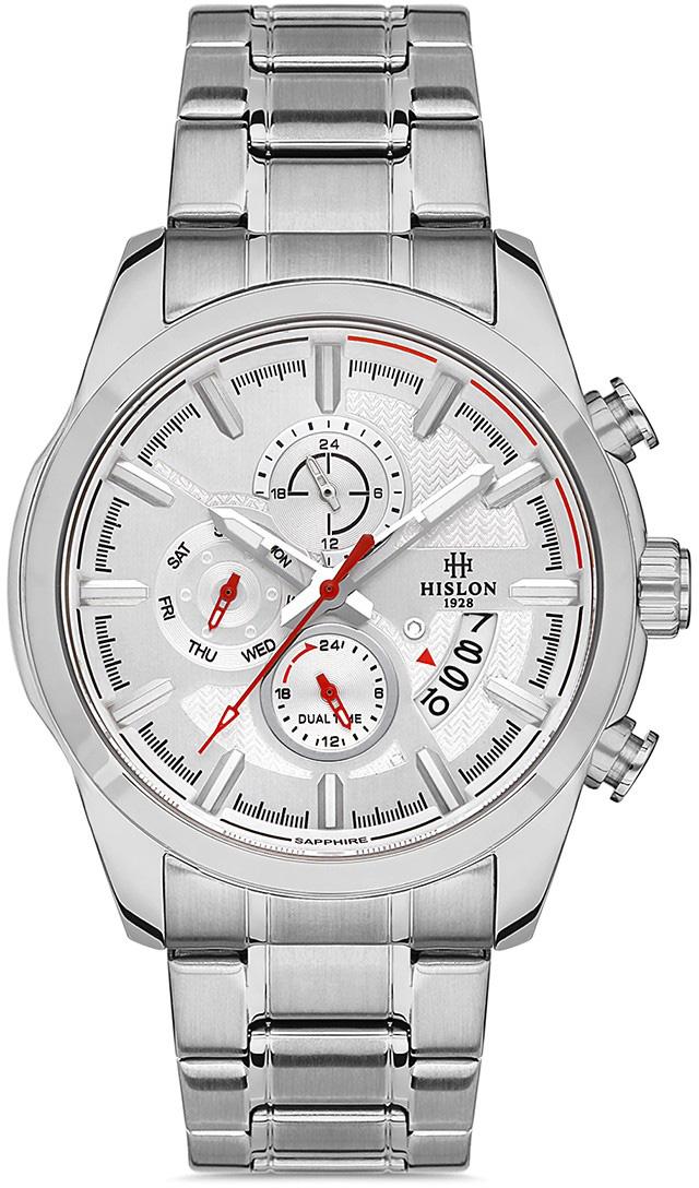 Hislon DT130S-02SS Pusulalı Takvimli 44 mm Çelik Kordon Analog Kol Saati