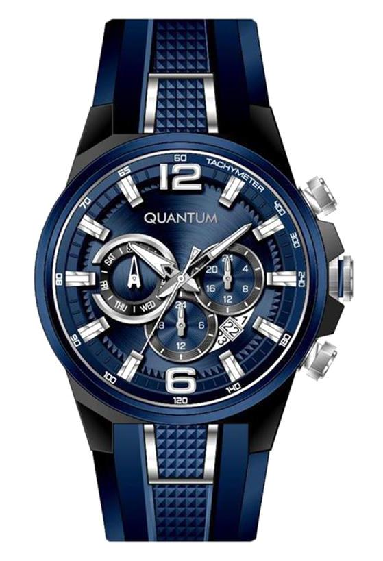 Quantum PWG924.099 Takvimli 45 mm Lacivert Silikon Kordon Analog Erkek Kol Saati