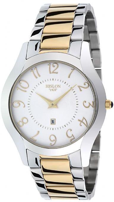 Hislon 3299-12512 Takvimli 43 mm Altın-Çelik Kordon Analog Kol Saati