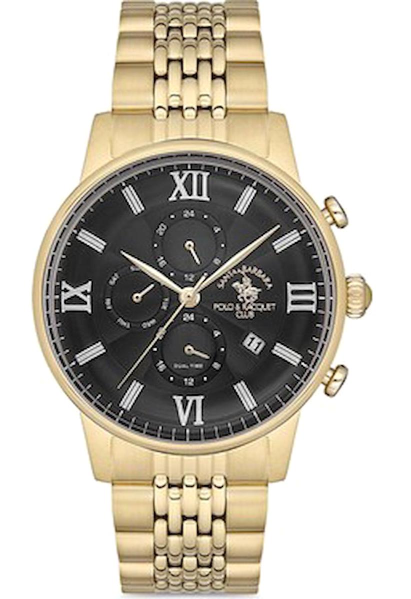 Santa Barbara Polo & Racquet Club SB.1.10158.6 Takvimli 44 mm Altın Çelik Kordon Analog Erkek Kol Saati