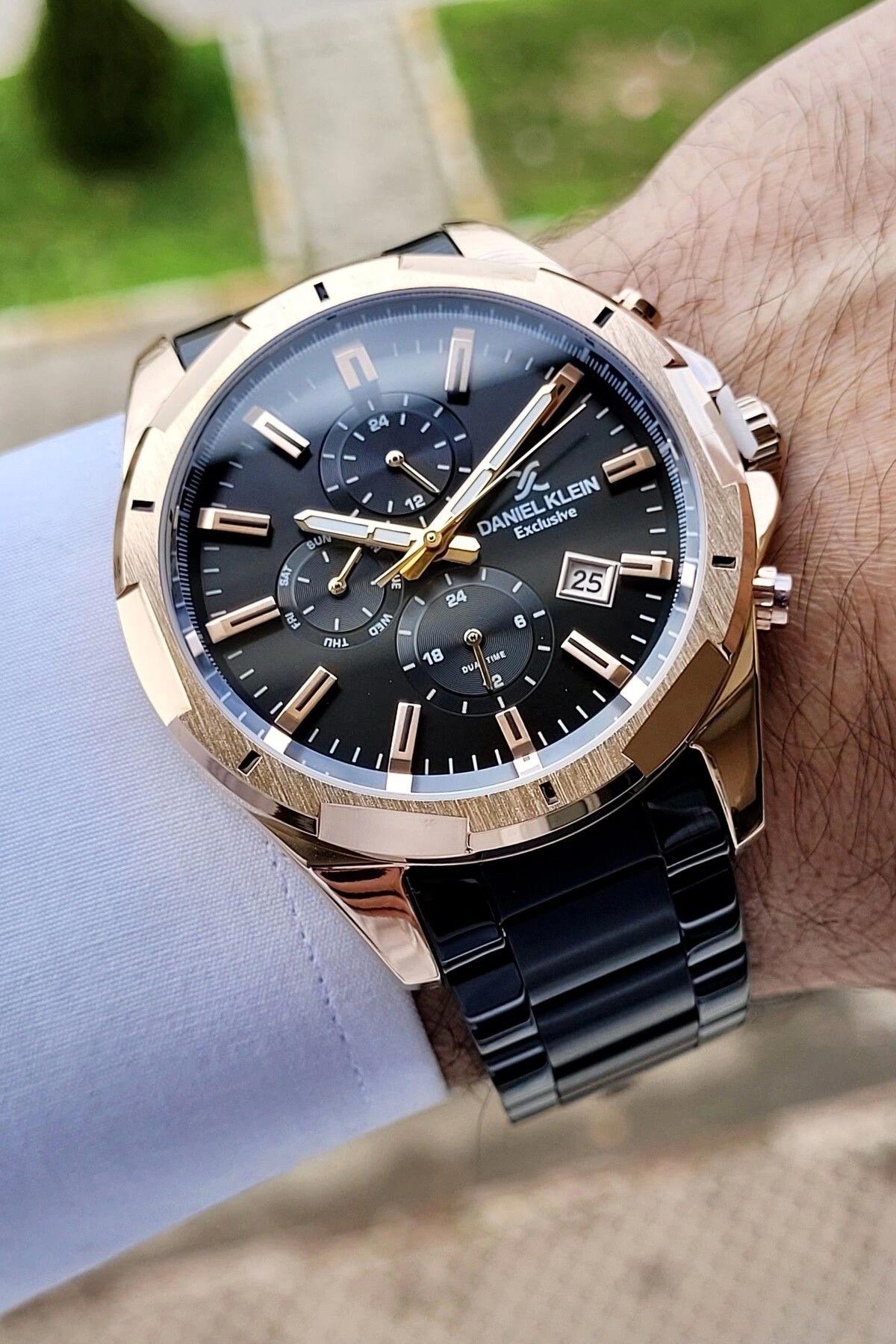 Daniel Klein DKISTE986 Takvimli 42 mm Siyah Çelik Kordon Analog Erkek Kol Saati