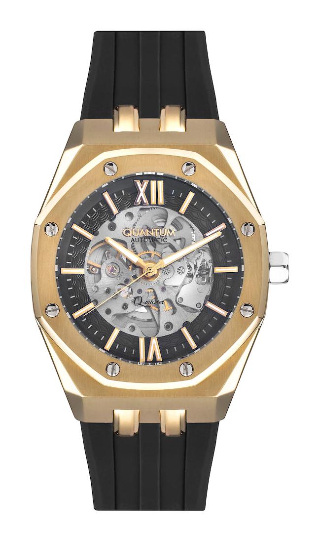 Quantum QMG1074.251 46-50 mm Siyah Silikon Kordon Analog Erkek Kol Saati