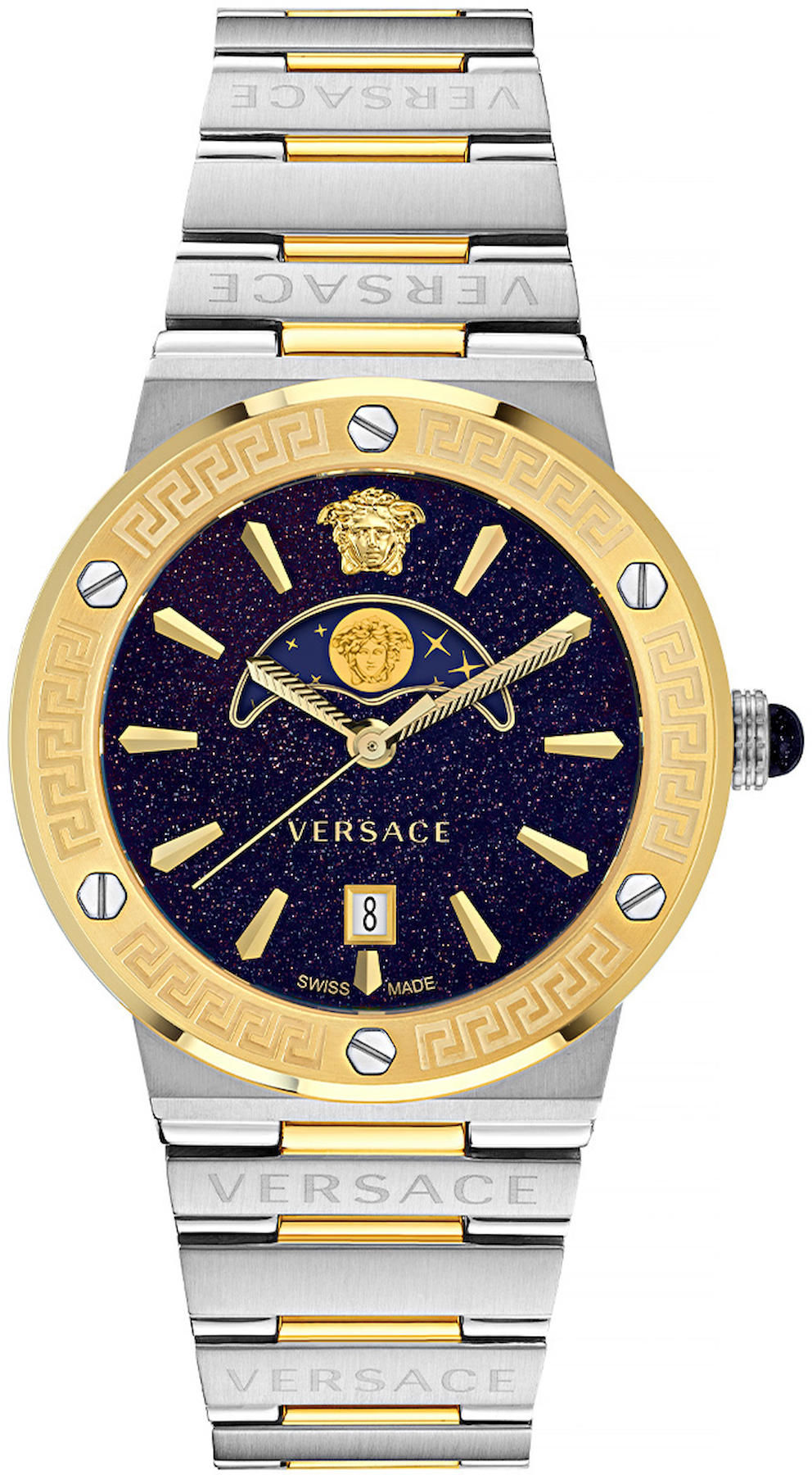 Versace VRSCVE7G00223 Takvimli 38 mm Altın-Çelik Kordon Analog Erkek Kol Saati