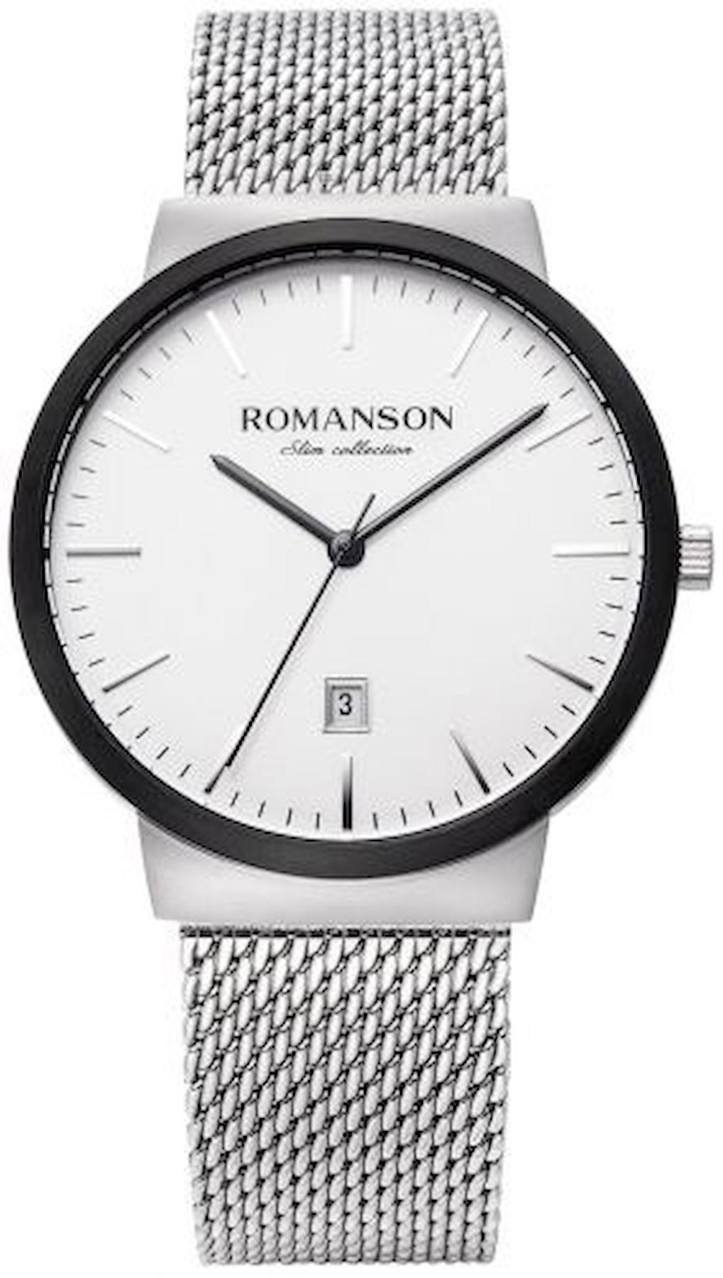 Romanson TM8A43MMWDAS2B Takvimli 42 mm Çelik Kordon Analog Kol Saati