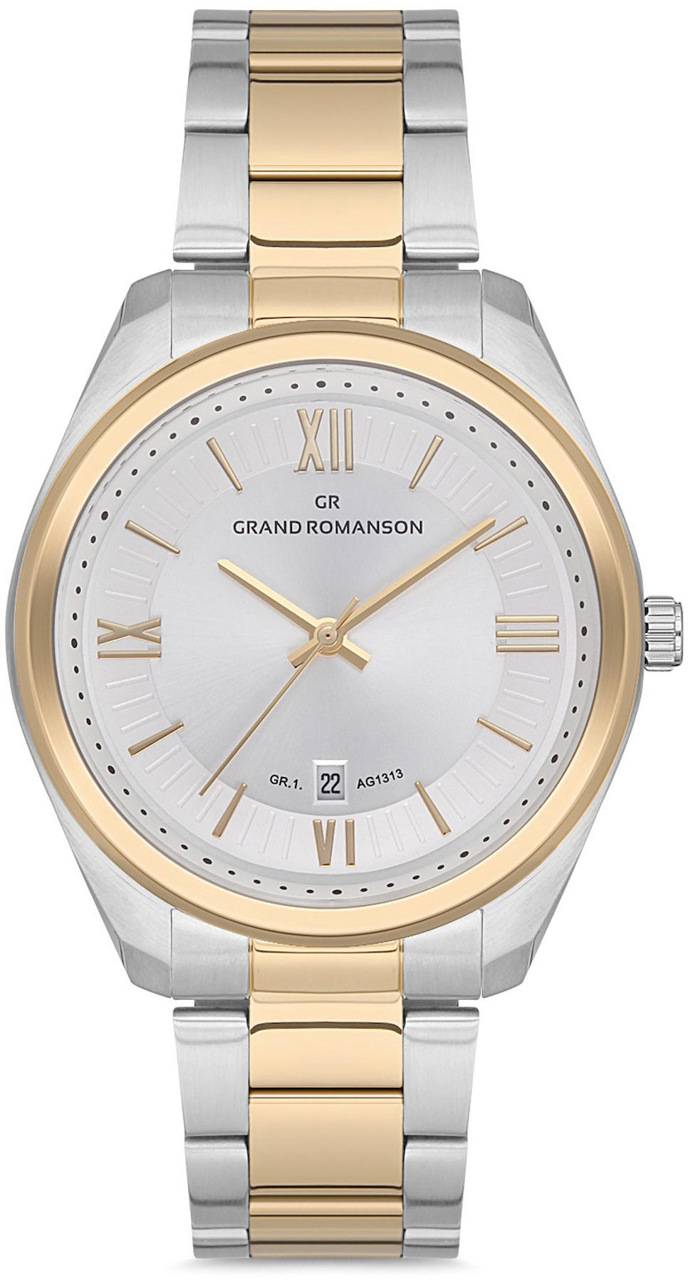 Romanson GR.1.AG1313.13 Takvimli 42 mm Gri-Rose Gold Çelik Kordon Analog Kol Saati