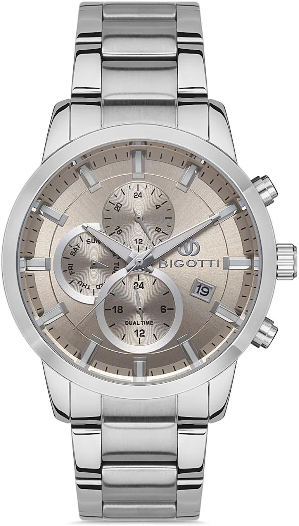 Bigotti BG.1.10372.1 Takvimli 45 mm Çelik Kordon Analog Kol Saati