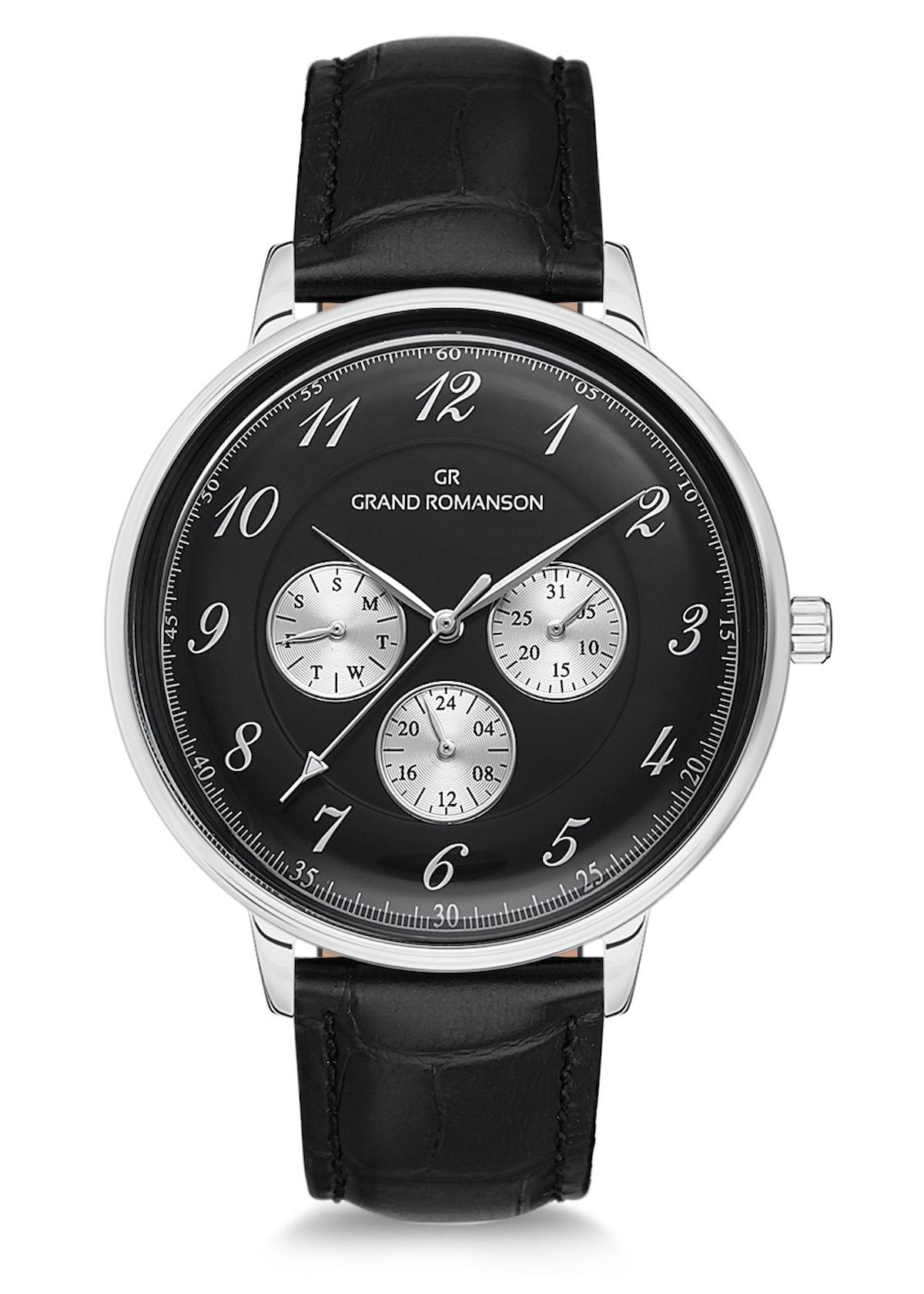 Grand Romanson GR.1.AG1194.04 Takvimli 41-45 mm Siyah Deri Kordon Analog Erkek Kol Saati