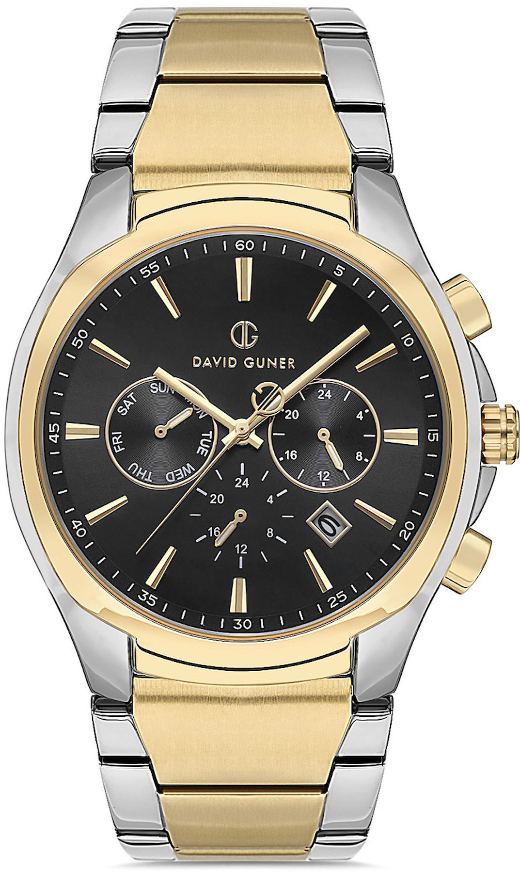 David Guner DG-8395GA-D2 Takvimli 42 mm Altın-Çelik Kordon Analog Kol Saati