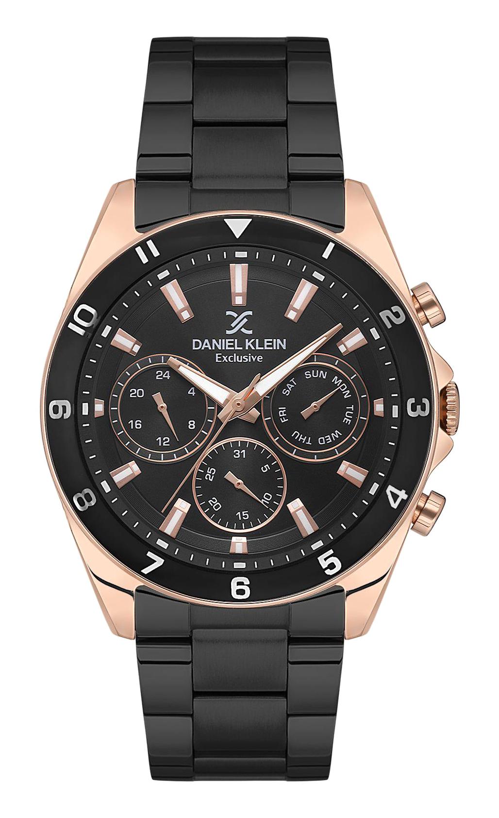 Daniel Klein DKE.1.10605.4 Takvimli 45 mm Siyah Metal Kordon Analog Erkek Kol Saati