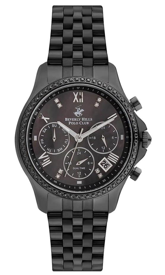 Beverly Hills Polo Club BP3066C650 Takvimli 38 mm Siyah Çelik Kordon Analog Kol Saati