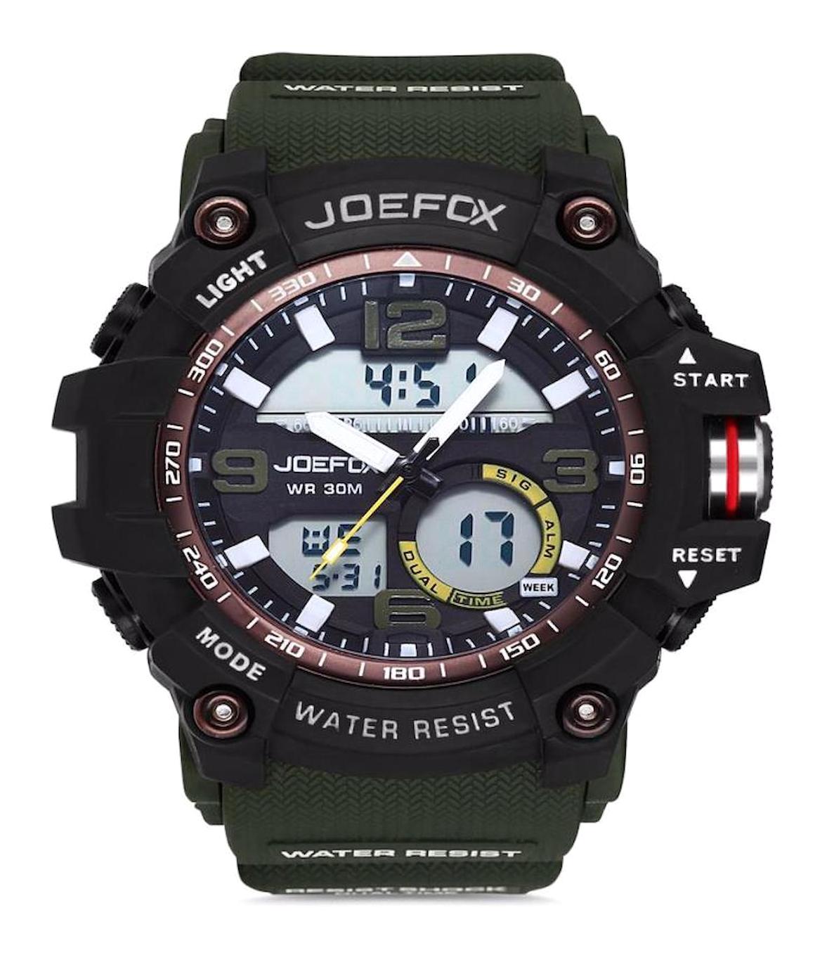 Joefox JFX1614MGRN Takvimli Yeşil Plastik Kordon Analog Erkek Kol Saati