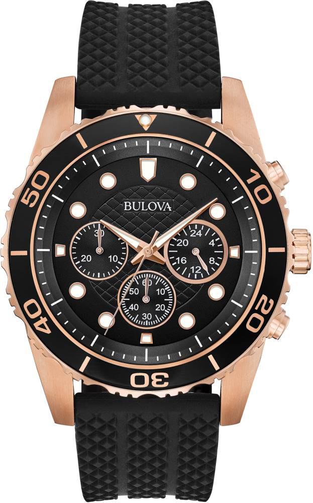 Bulova 98A192 Takvimli 43 mm Siyah Silikon Kordon Analog Kol Saati