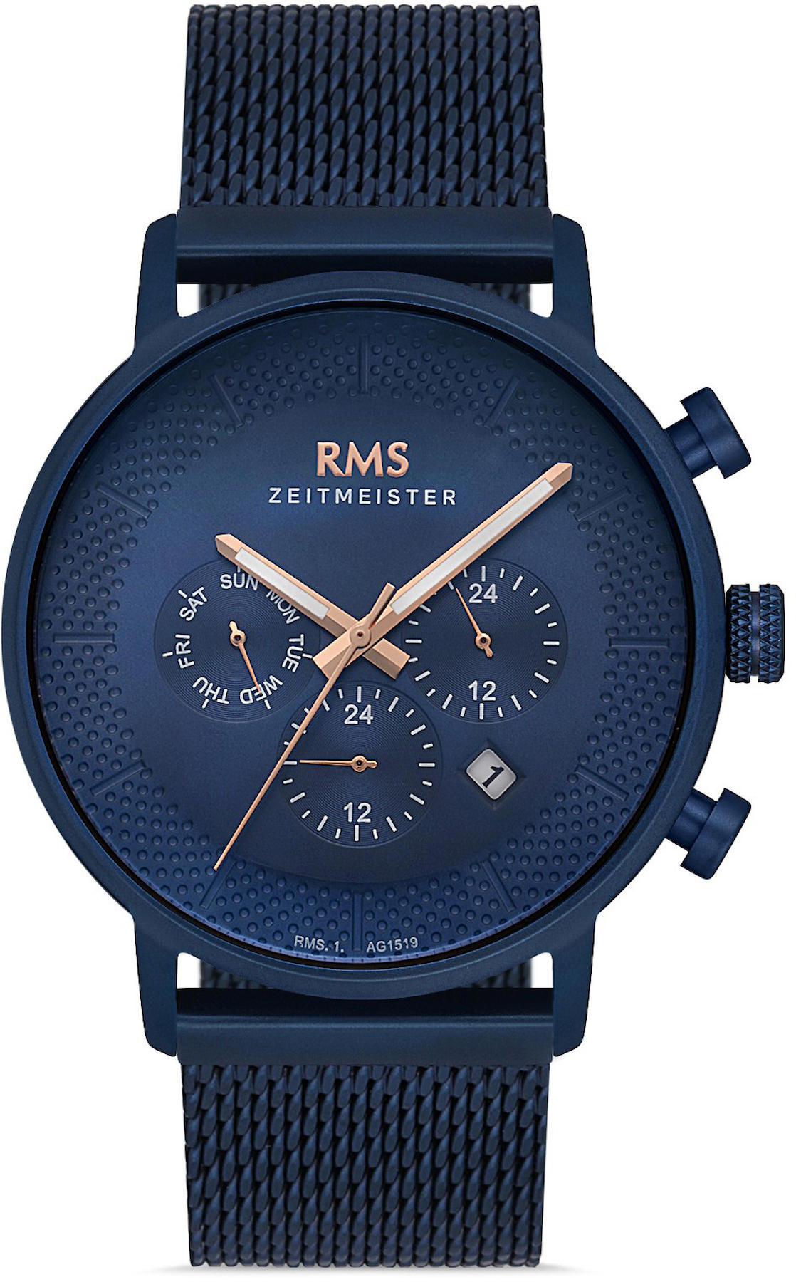 Romanson RMS.1.AG1519.07 Takvimli 42 mm Lacivert Çelik Kordon Analog Kol Saati