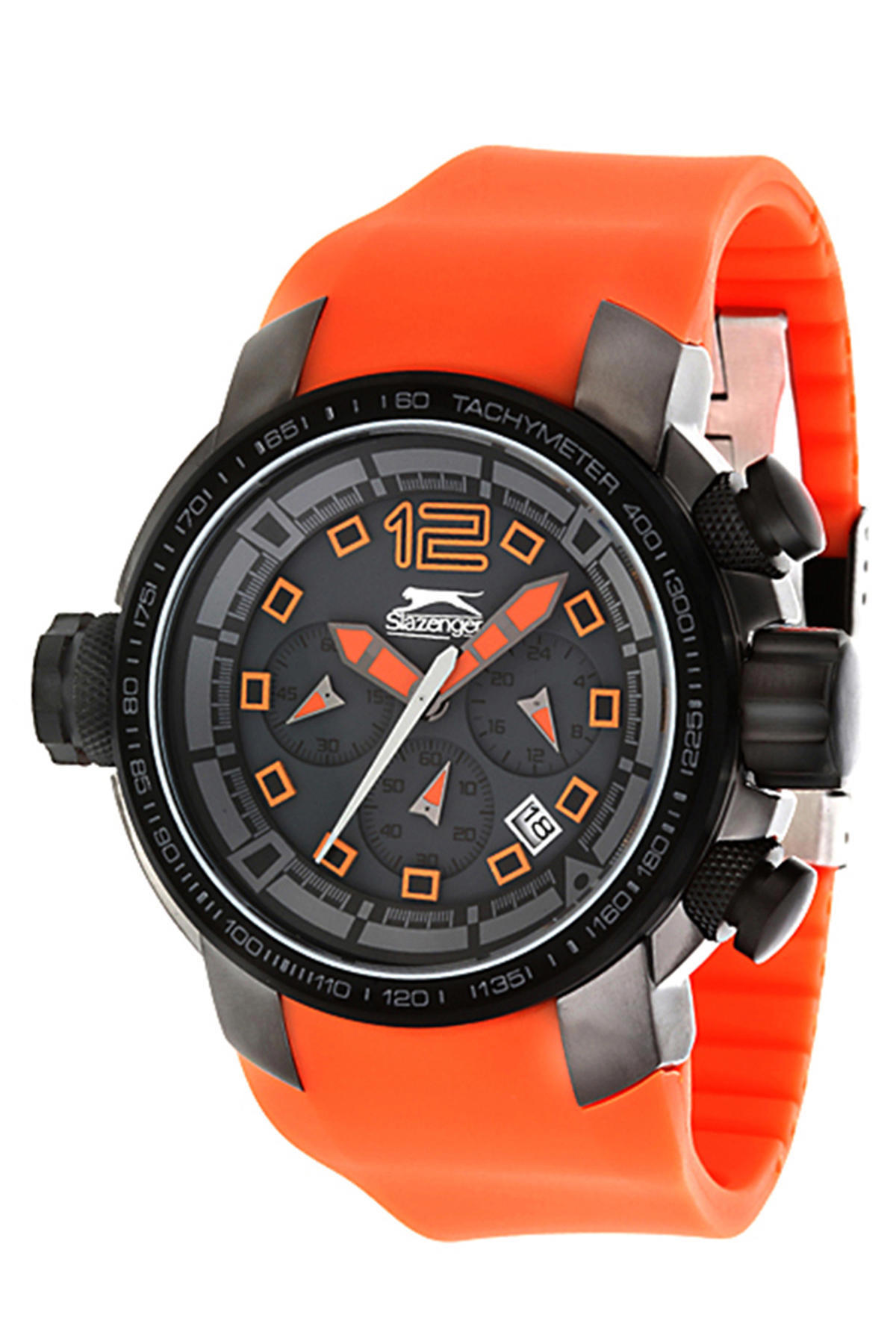 Slazenger SL.985.03 Takvimli 45 mm Turuncu Silikon Kordon Analog Erkek Kol Saati