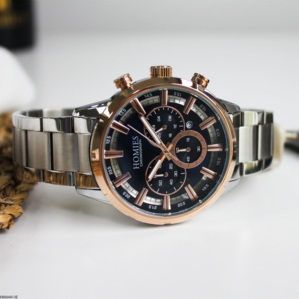 Homies HM44913E Pusulalı Takvimli 45 mm Metal Kordon Analog Erkek Kol Saati