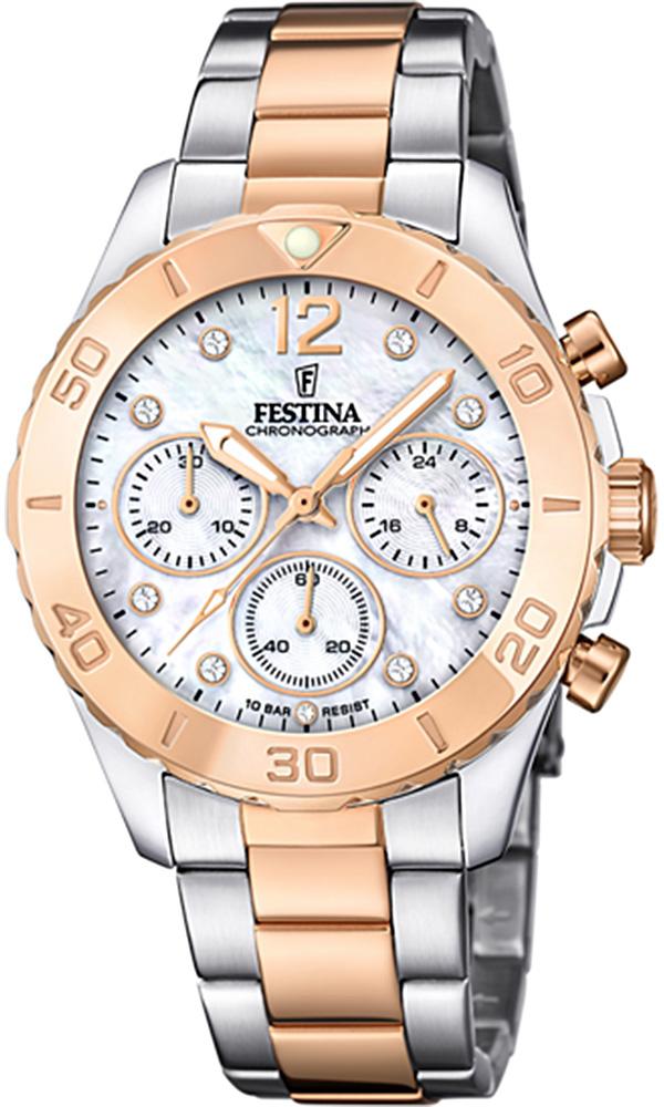 Festina F20605-1 Takvimli 39 mm Gri-Rose Gold Çelik Kordon Analog Kol Saati
