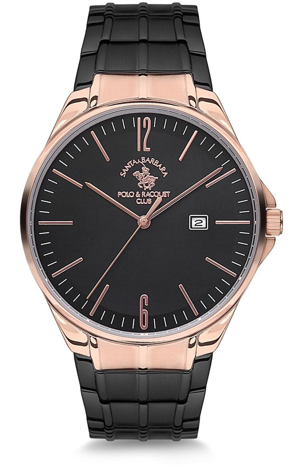 Santa Barbara Polo & Racquet Club SB.5.1162.8 Takvimli Siyah Metal Kordon Analog Erkek Kol Saati