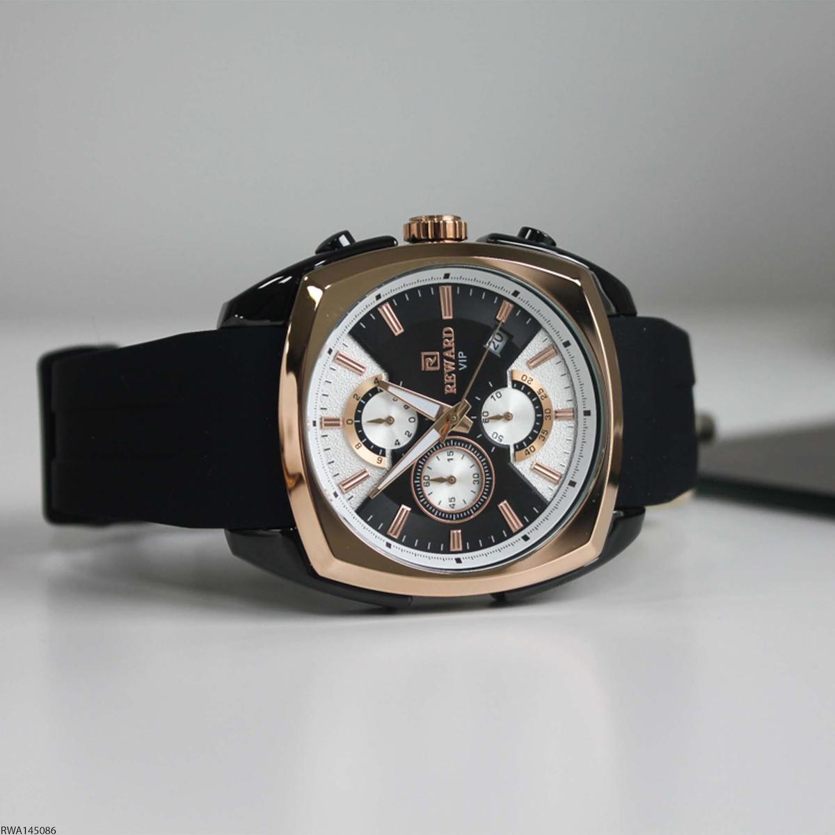 Reward RWA145086 Takvimli 48 mm Siyah Silikon Kordon Analog Erkek Kol Saati