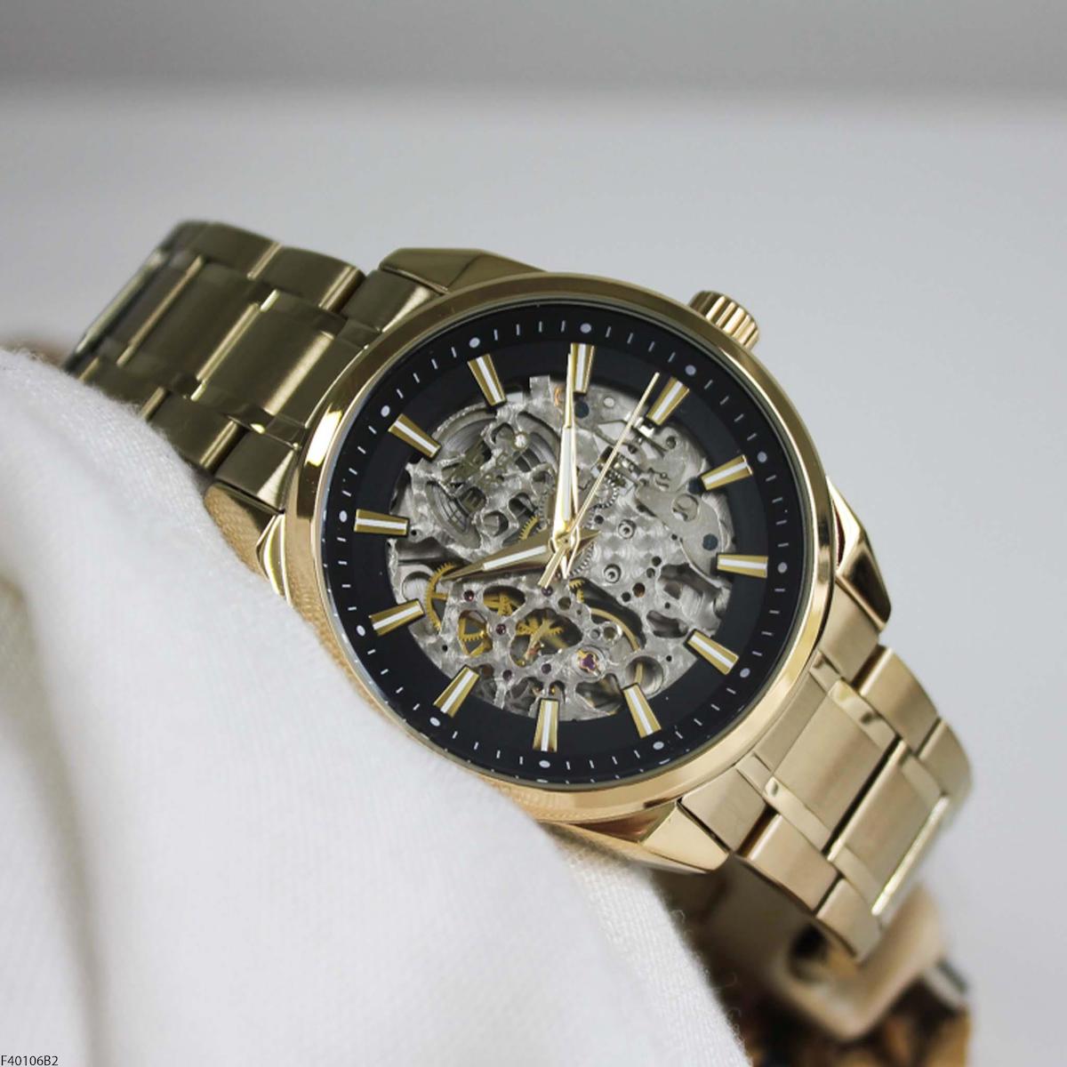 Ferro F40106B2 45 mm Altın Çelik Kordon Analog Erkek Kol Saati