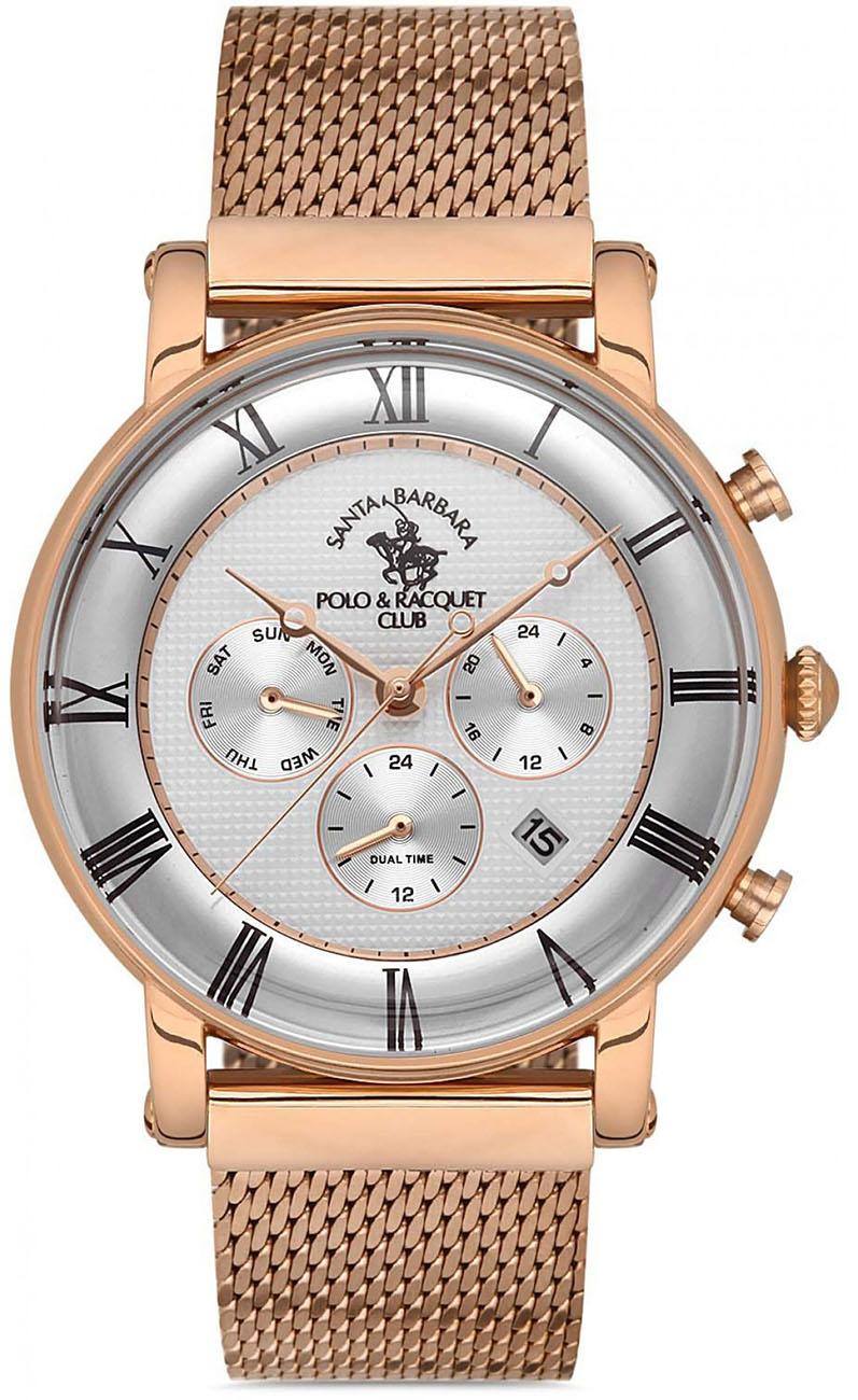 Santa Barbara Polo & Racquet Club SB.1.10294.3 Takvimli 44 mm Rose Gold Çelik Kordon Analog Kol Saati