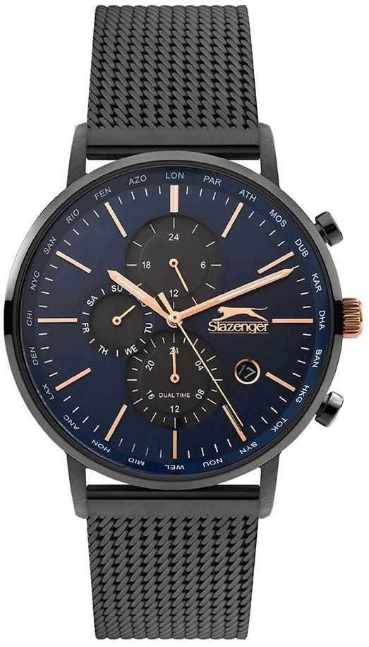 Slazenger SL.09.1822.2.04 Takvimli 44 mm Siyah Metal Kordon Analog Erkek Kol Saati