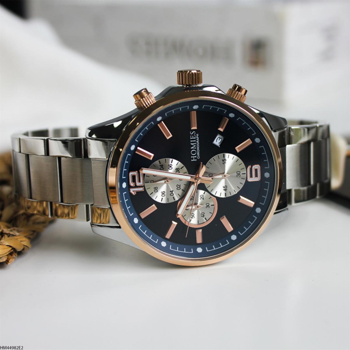 Homies HM44982E2 Pusulalı Takvimli 45 mm Metal Kordon Analog Erkek Kol Saati