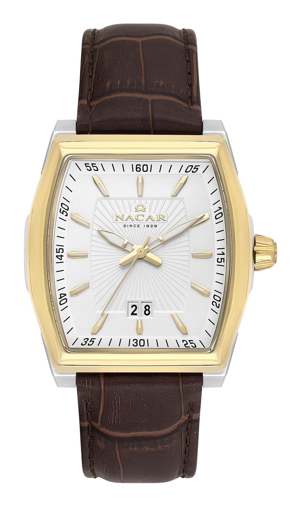 Nacar 3429B668CSL2 Takvimli 44 mm Kahverengi Çelik Kordon Analog Kol Saati
