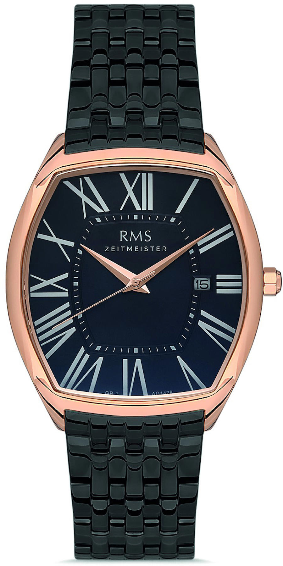Romanson GR.1.AG1428.09 Takvimli 42 mm Siyah Çelik Kordon Analog Kol Saati