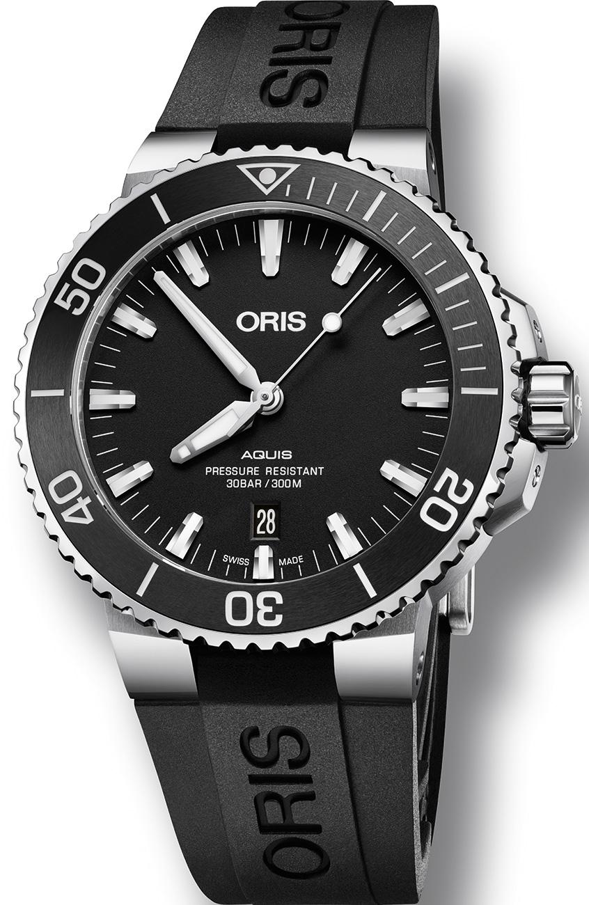 Oris 733-7730-4154-07-4-24-64EB Takvimli 43.50 mm Siyah Silikon Kordon Analog Kol Saati