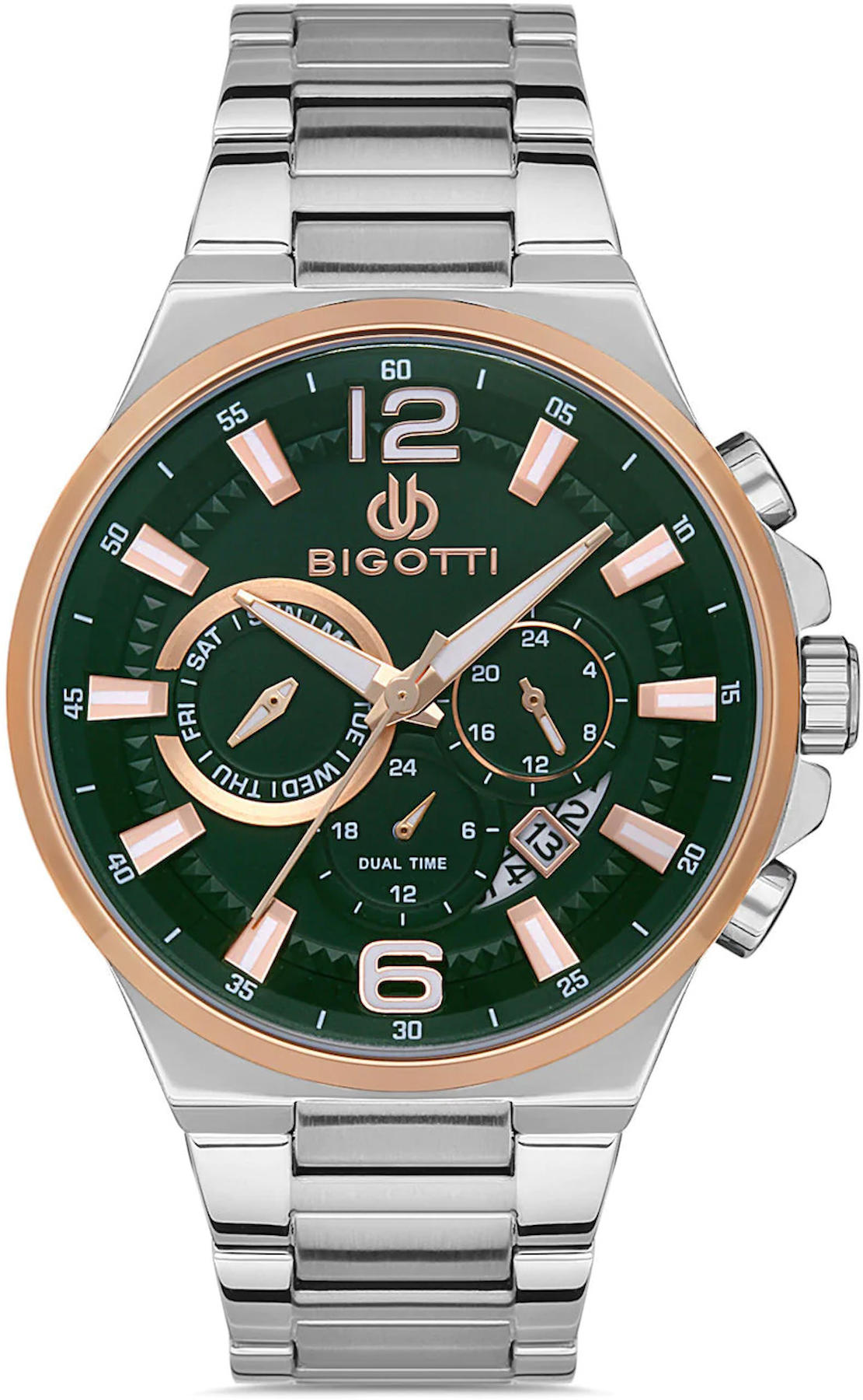 Bigotti BG.1.10408.4 Takvimli 44 mm Çelik Kordon Analog Kol Saati