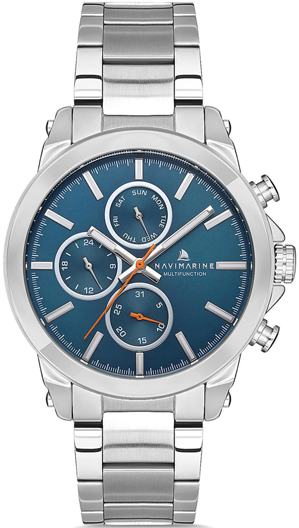 Navimarine NM099-07 Takvimli 44 mm Çelik Kordon Analog Kol Saati