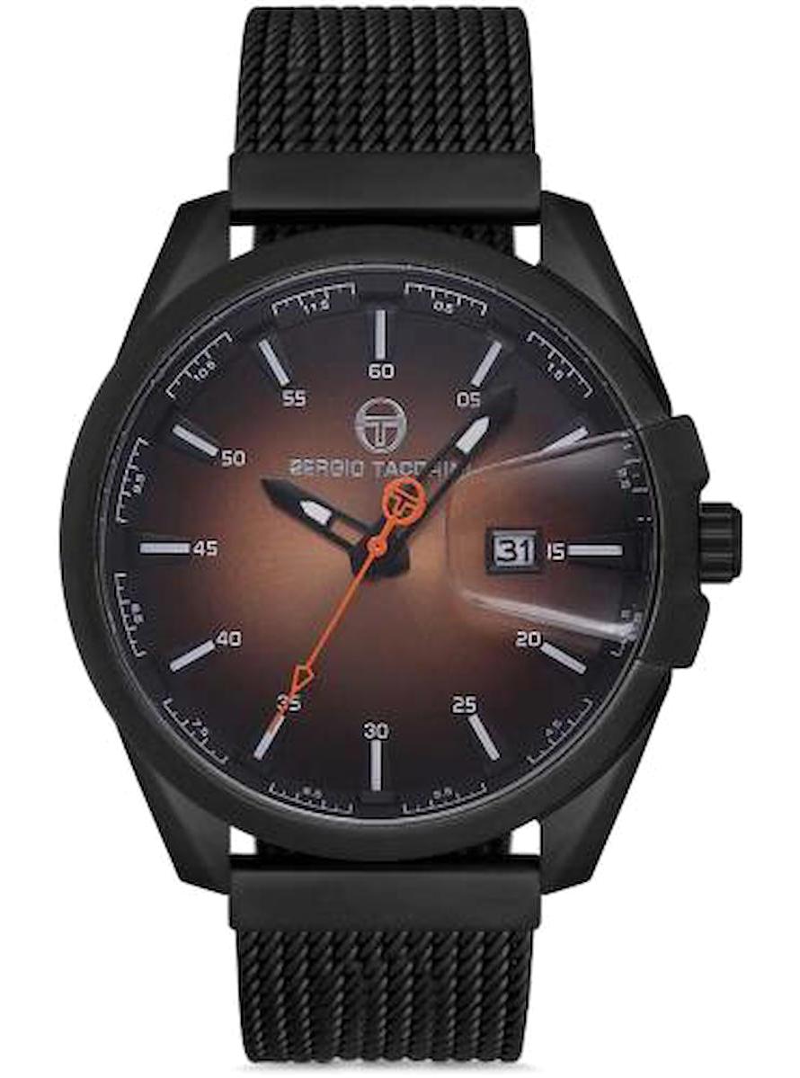 Sergio Tacchini ST.1.10114.3 Takvimli Siyah Metal Kordon Analog Erkek Kol Saati
