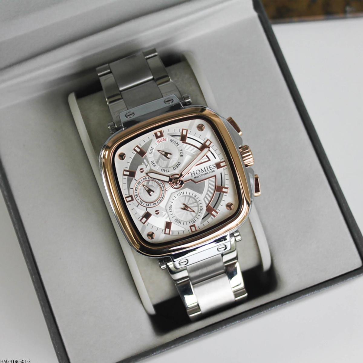 Homies HM24186S01-3 Pusulalı Takvimli 45 mm Çelik Kordon Analog Erkek Kol Saati