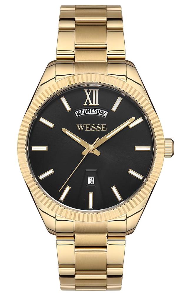 Wesse WWG205505 Takvimli 42 mm Altın Çelik Kordon Analog Erkek Kol Saati