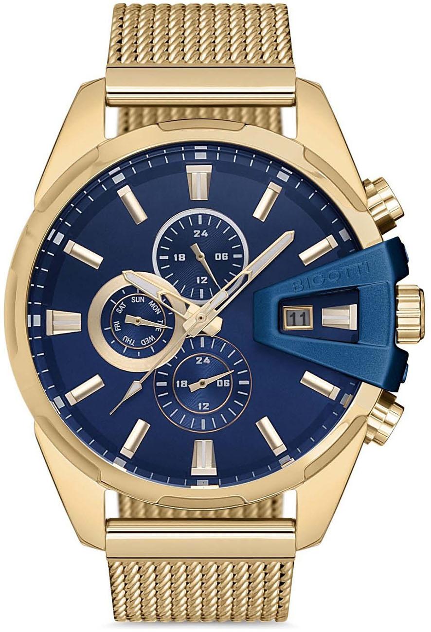 Bigotti BG.1.10175.4 Takvimli 47 mm Altın Çelik-Hasır Kordon Analog Kol Saati