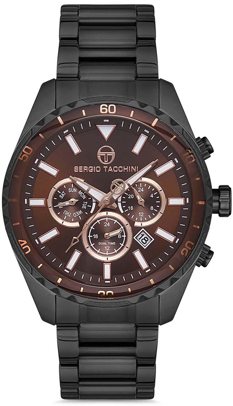 Sergio Tacchini ST.1.10094.6 Takvimli 42 mm Siyah Çelik Kordon Analog Kol Saati
