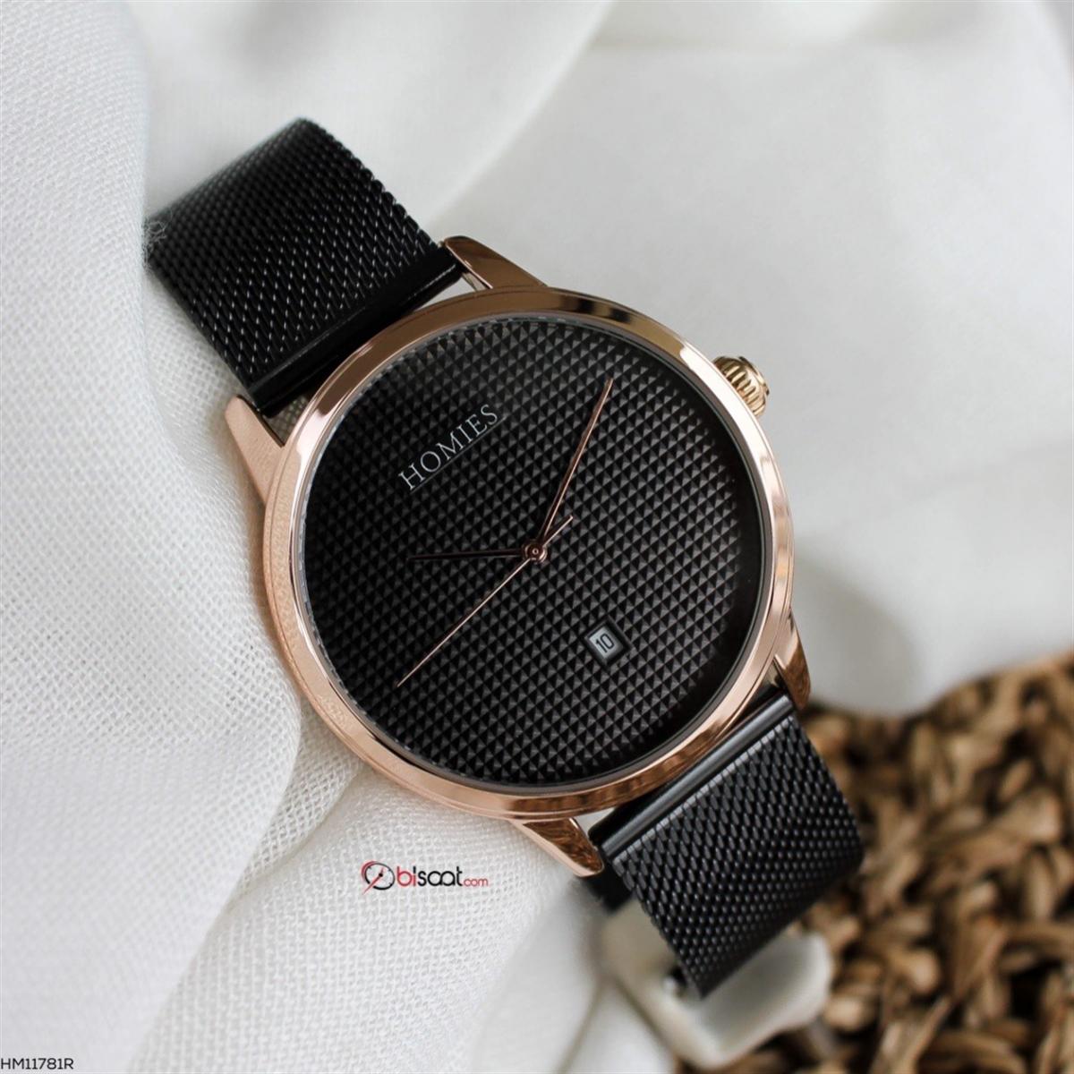 Homies HM11781R Takvimli 43 mm Siyah Metal Kordon Analog Erkek Kol Saati