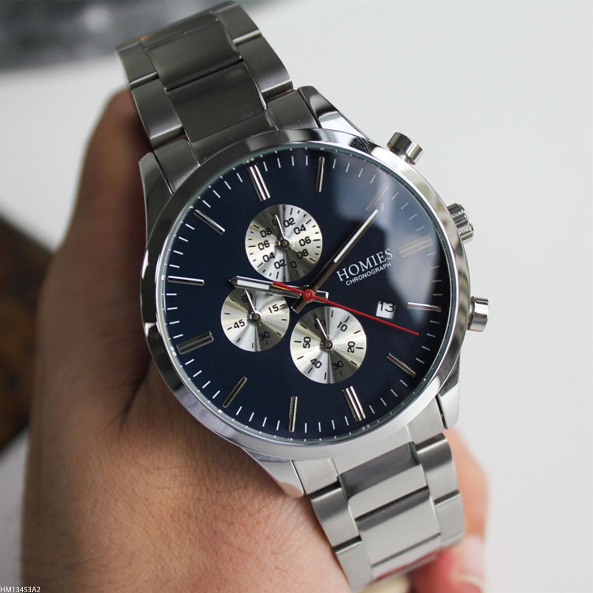 Homies HM13453A2 Pusulalı Takvimli Metal Kordon Analog Erkek Kol Saati