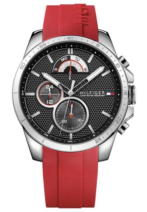 Tommy Hilfiger TH1791351 Takvimli 44 mm Kırmızı Deri Kordon Analog Erkek Kol Saati