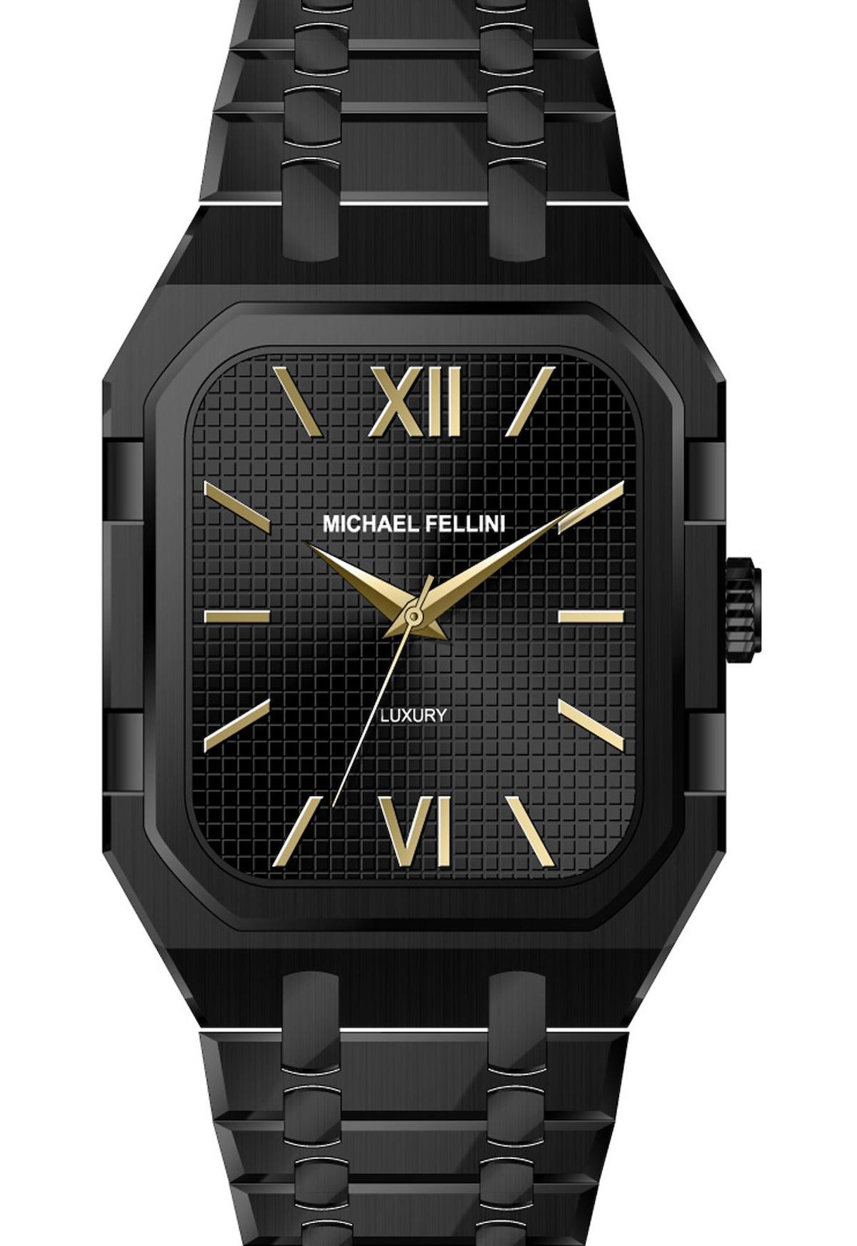 Michael Fellini 2396-7 Takvimli 44 mm Siyah Metal Kordon Analog Erkek Kol Saati