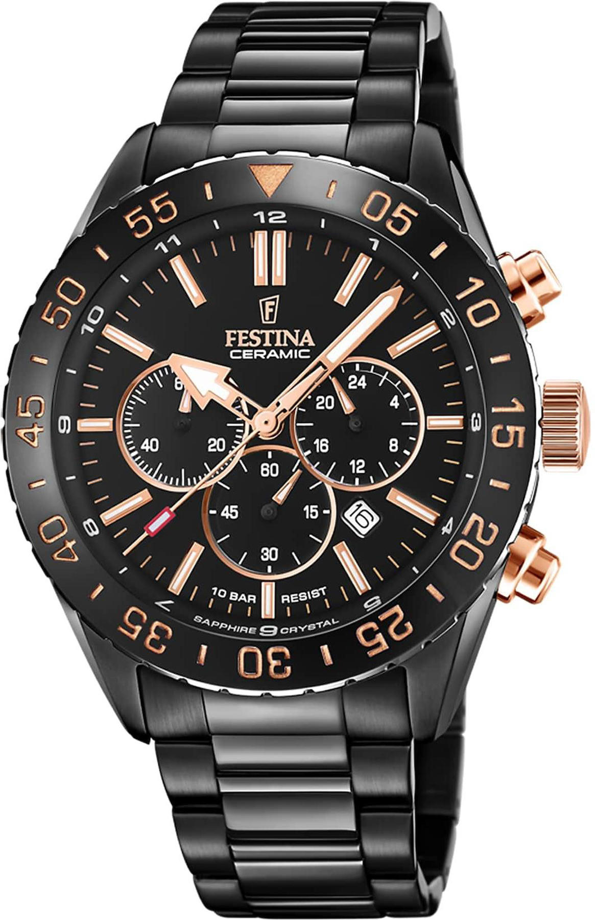 Festina F20577-1 Takvimli 44 mm Siyah Çelik Kordon Analog Kol Saati