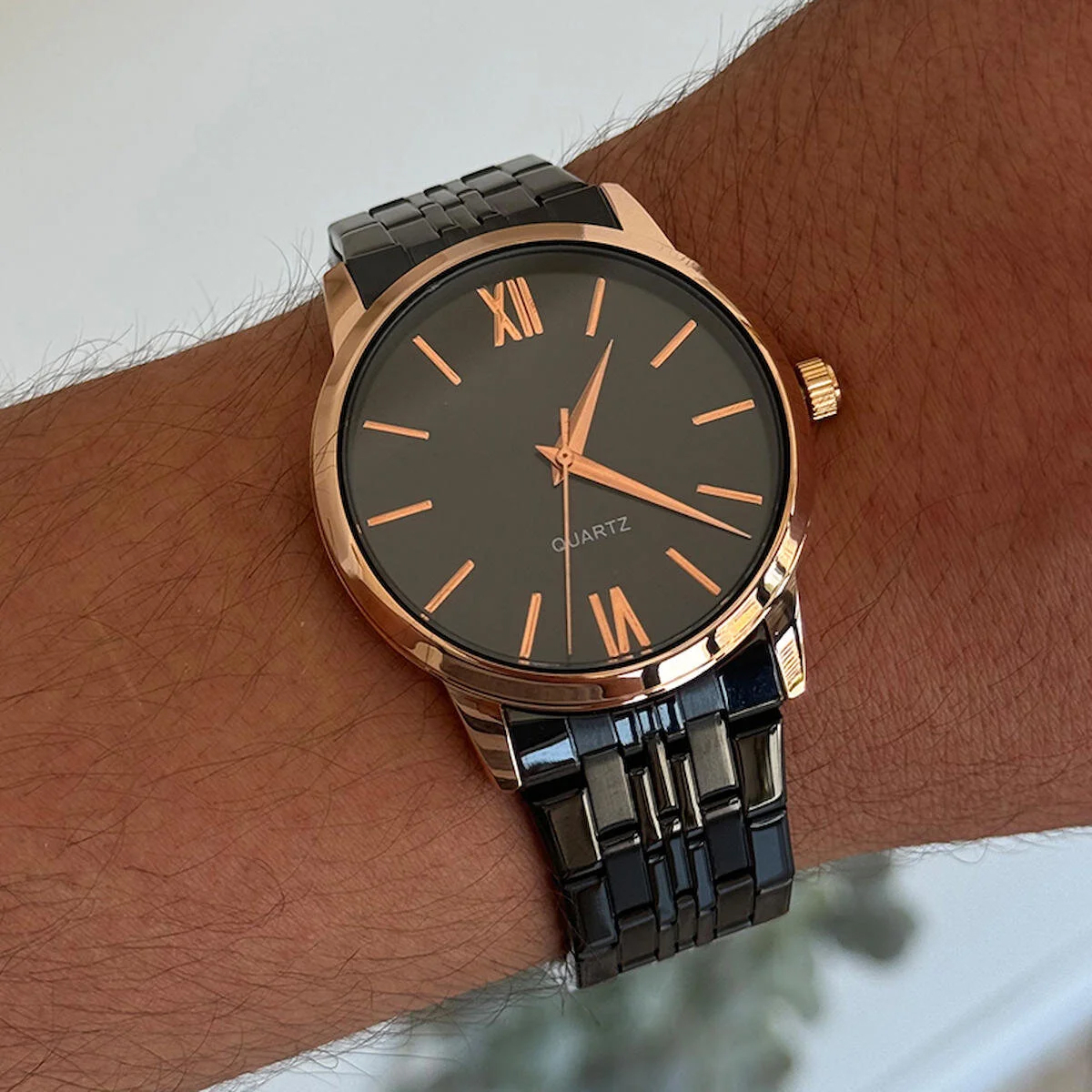 Spectrum SP08 Takvimli 45 mm Siyah Metal Kordon Analog Erkek Kol Saati