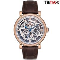 Hislon D104R-16KR 44 mm Kahverengi Çelik Kordon Analog Erkek Kol Saati