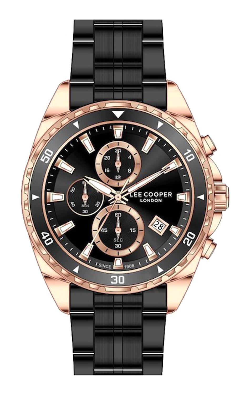 Lee Cooper LC07515.450-NM Takvimli 44 mm Siyah Çelik Kordon Analog Erkek Kol Saati