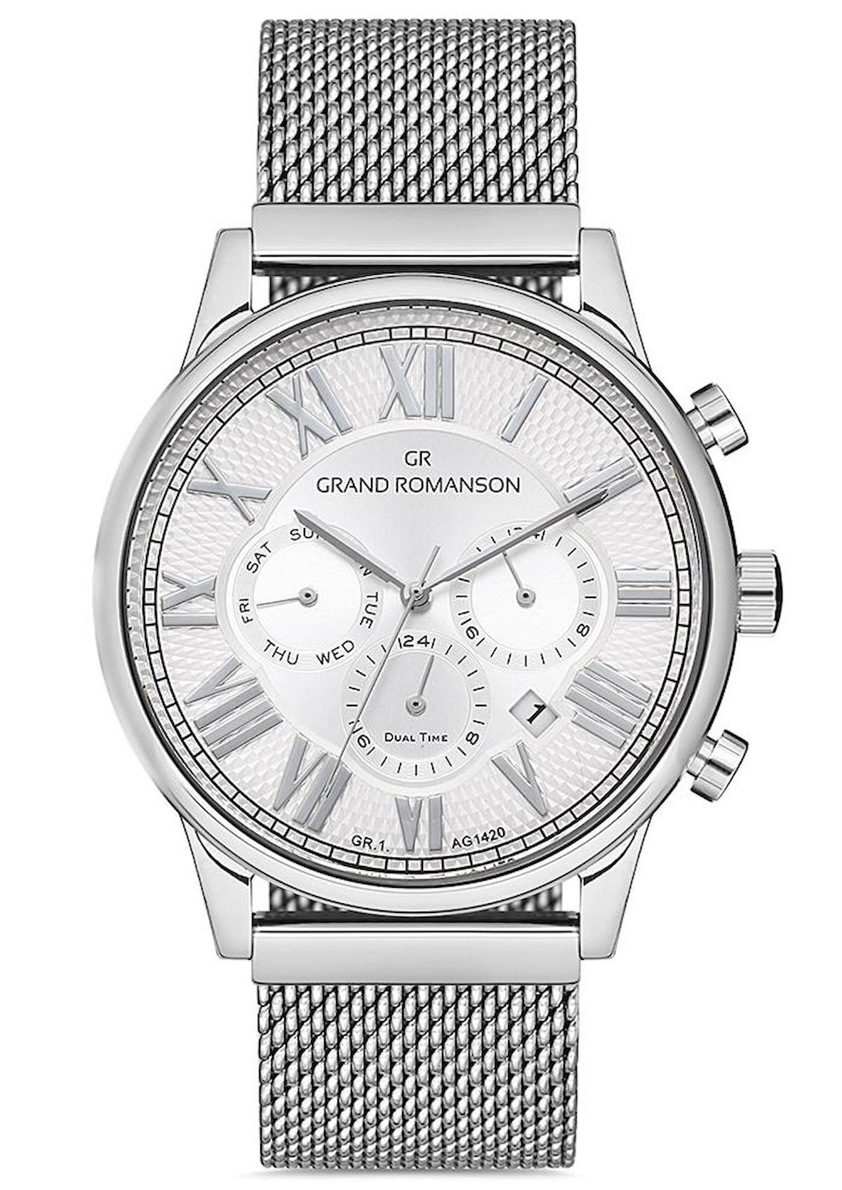 Romanson GR.1.AG1420.01 Takvimli Çelik Kordon Analog Erkek Kol Saati