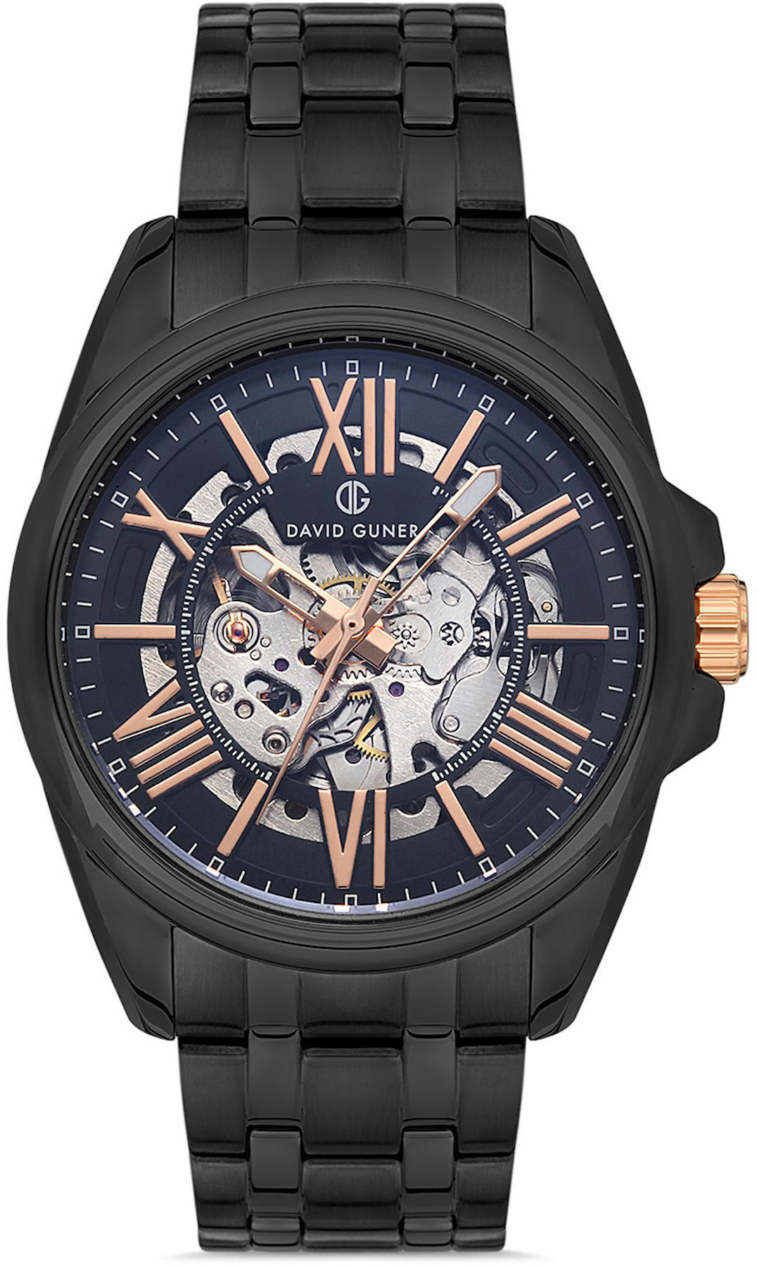 David Guner DG-8267GA-G2 Takvimli 42 mm Siyah Metal Kordon Analog Kol Saati