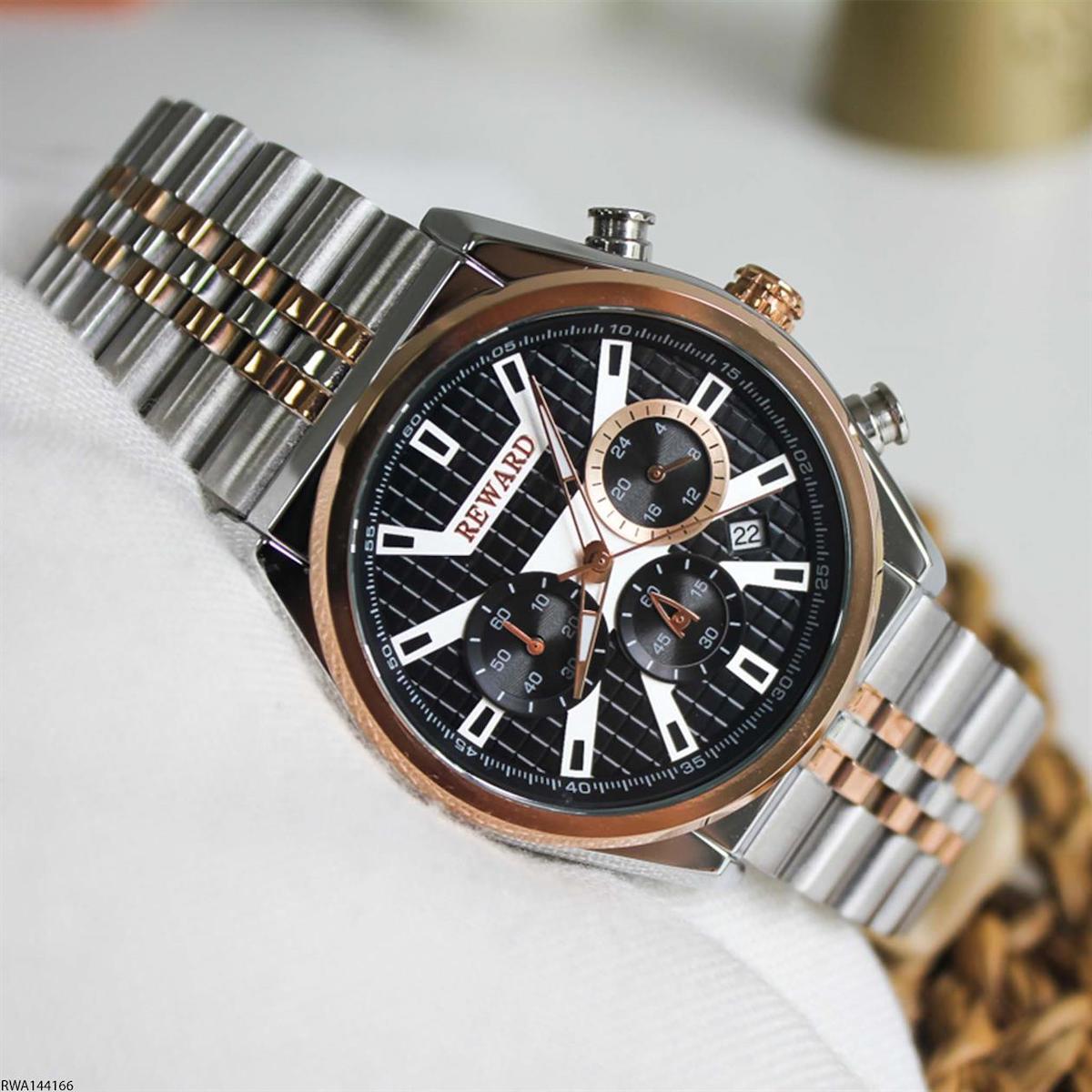 Reward RWA144166 Takvimli 43 mm Gri-Rose Gold Çelik Kordon Analog Erkek Kol Saati