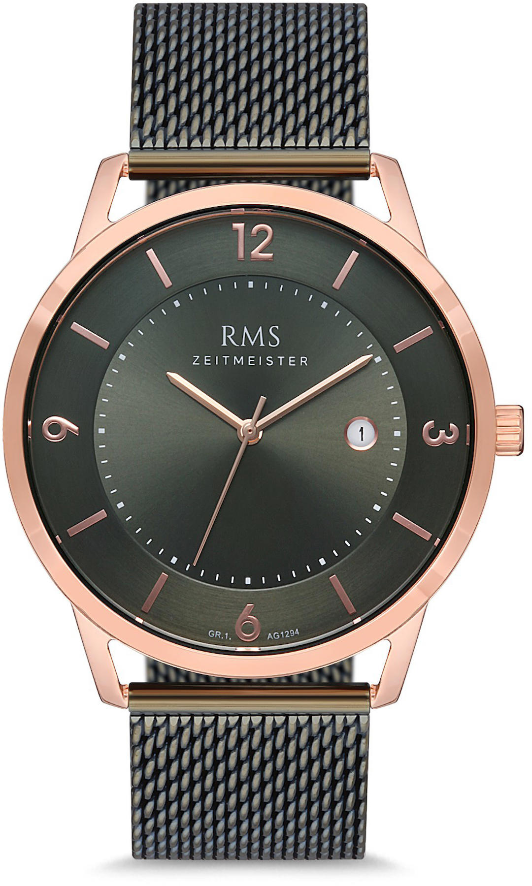 Romanson GR.1.AG1294.07 Takvimli 42 mm Yeşil Hasır Kordon Analog Kol Saati