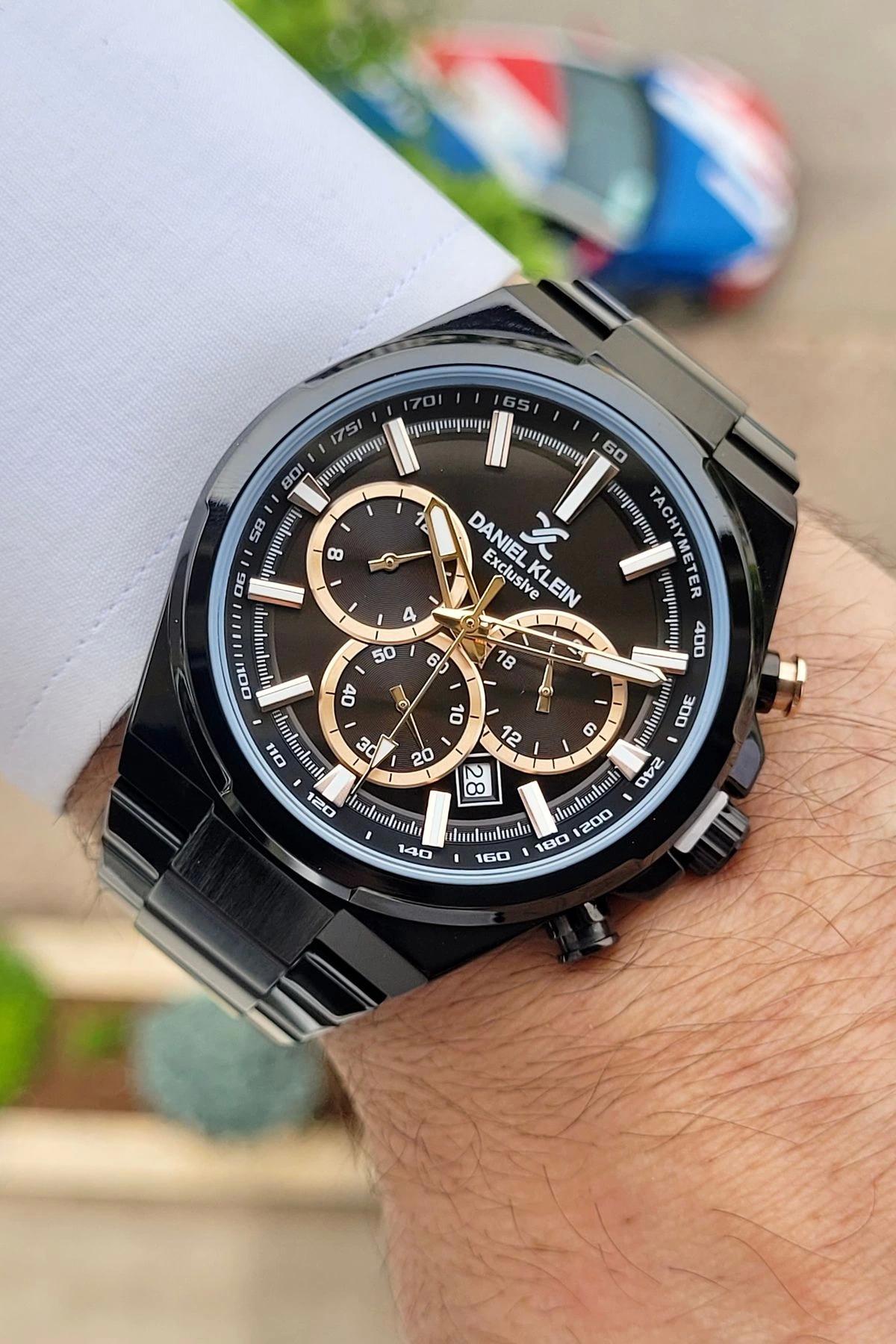 Daniel Klein DKISTE1137 Takvimli 42 mm Siyah Çelik Kordon Analog Erkek Kol Saati